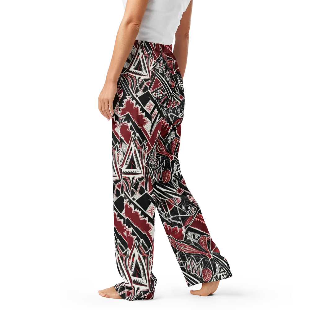 Crimson Geometry on Women's Pajama Pants — Left