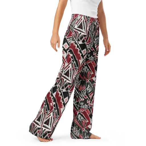 Crimson Geometry on a Women's Pajama Pants