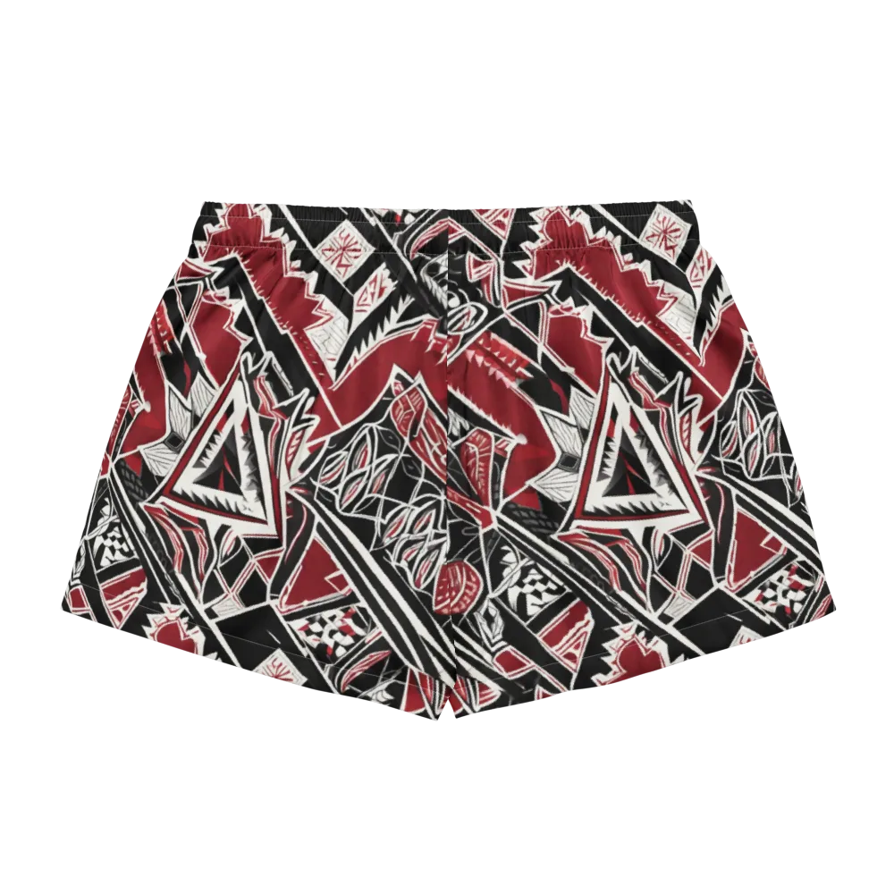 Crimson Geometry on Women's Pajama Shorts — Back