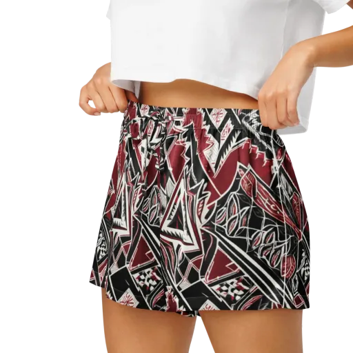 Crimson Geometry on a Women's Pajama Shorts