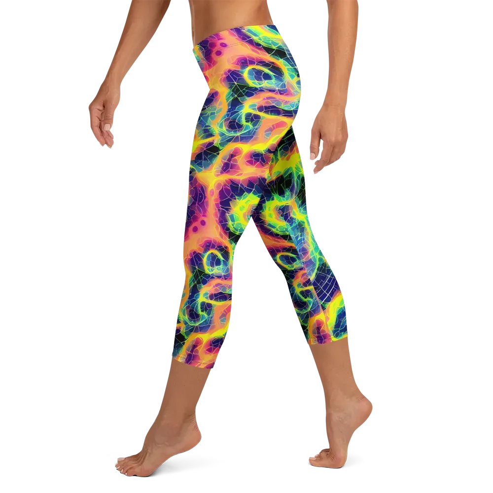 Psychedelic Grid on Capri Leggings — Left