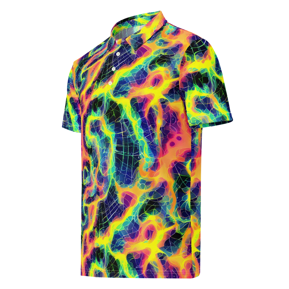 Psychedelic Grid on Men's Slim Fit Polo Shirt — Left Front