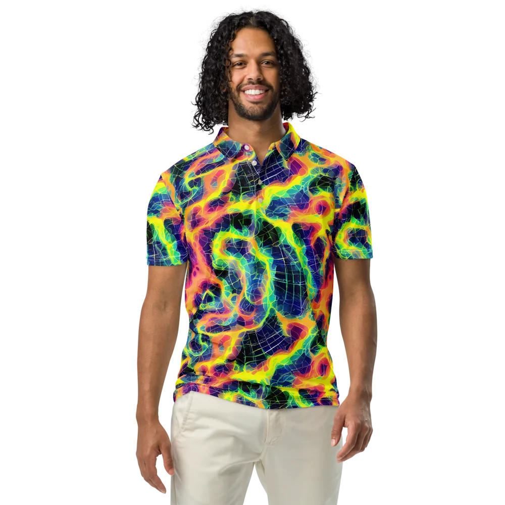 Psychedelic Grid on Men's Slim Fit Polo Shirt — Front
