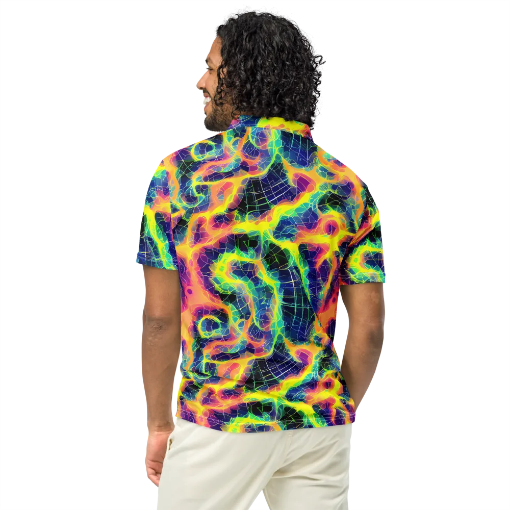 Psychedelic Grid on Men's Slim Fit Polo Shirt — Back
