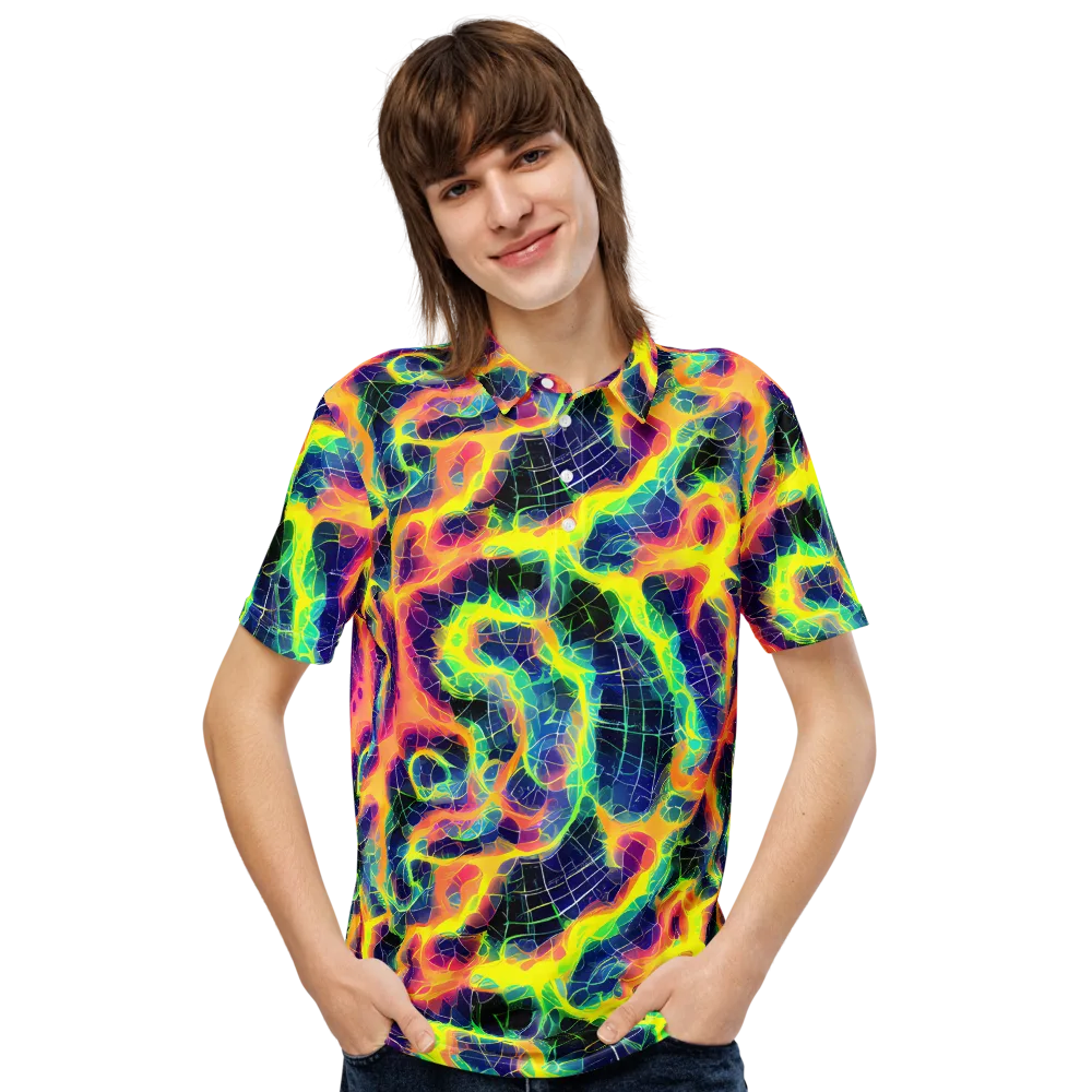Psychedelic Grid on Men's Slim Fit Polo Shirt — Front