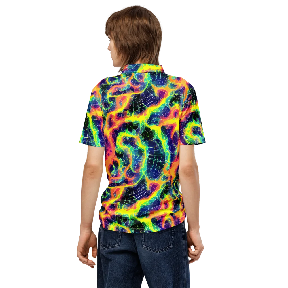 Psychedelic Grid on Men's Slim Fit Polo Shirt — Back