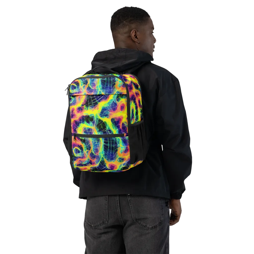 Psychedelic Grid on Utility Backpack — Back