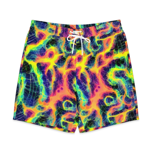 Psychedelic Grid on a Men's Board Shorts