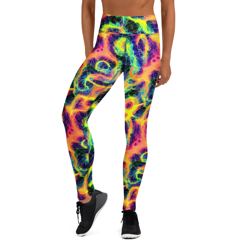 Psychedelic Grid on Yoga Leggings — Front