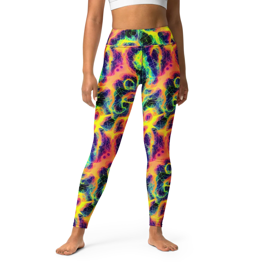 Psychedelic Grid on Yoga Leggings — Front