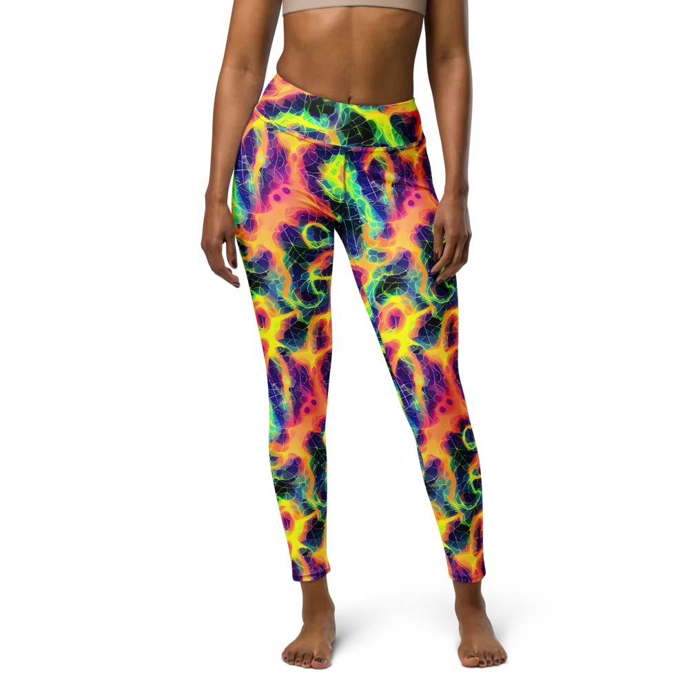Psychedelic Grid on Yoga Leggings — Front