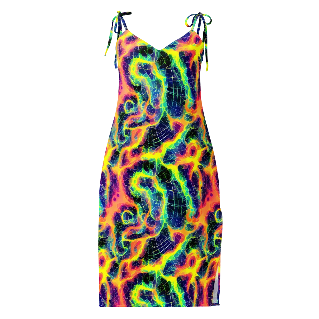 Psychedelic Grid on Slip Dress — Front