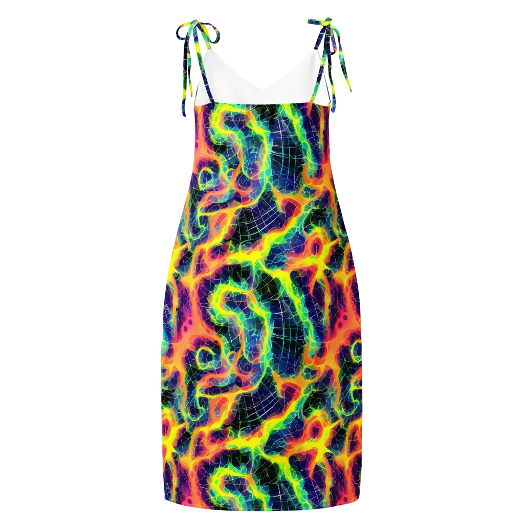 Psychedelic Grid on Slip Dress — Back
