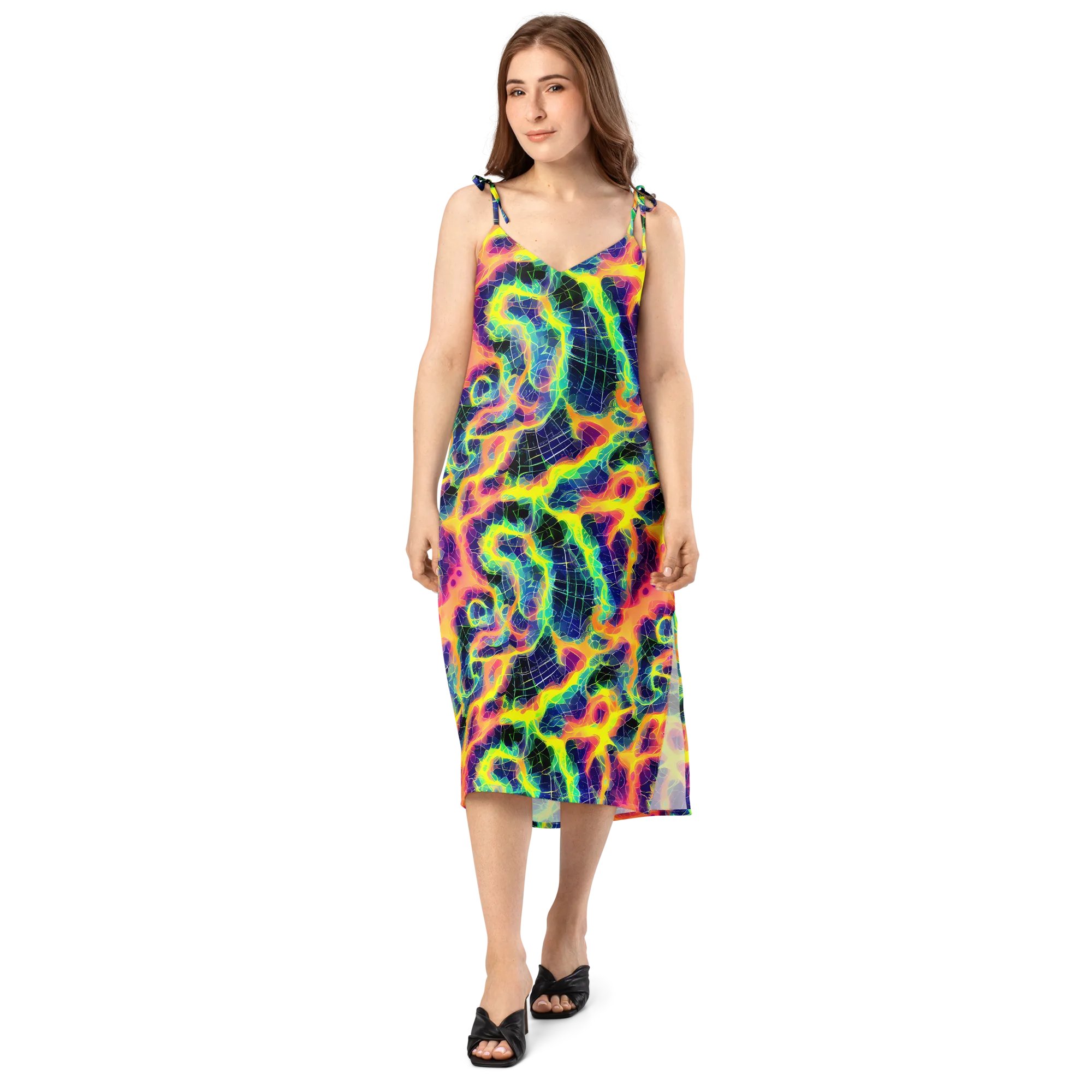 Psychedelic Grid on Slip Dress — Front
