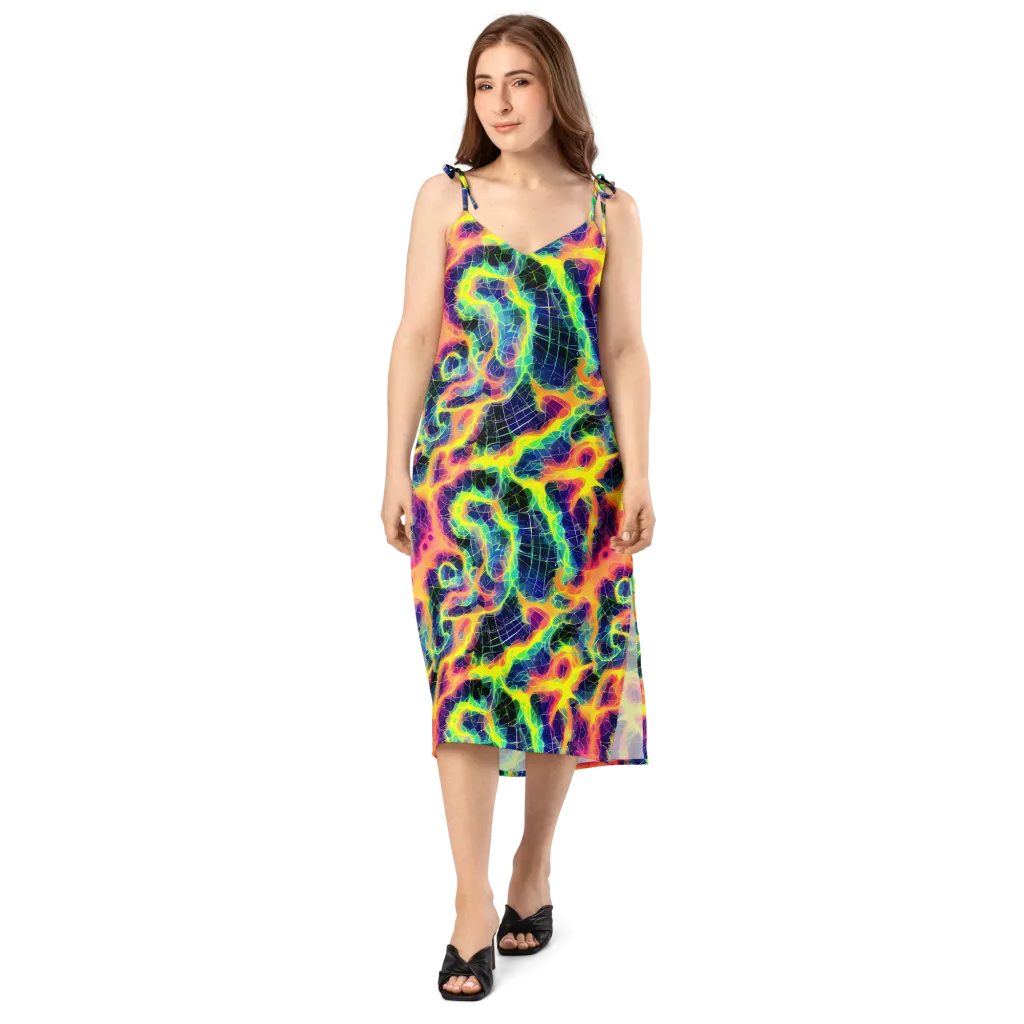 Psychedelic Grid on Slip Dress — Front