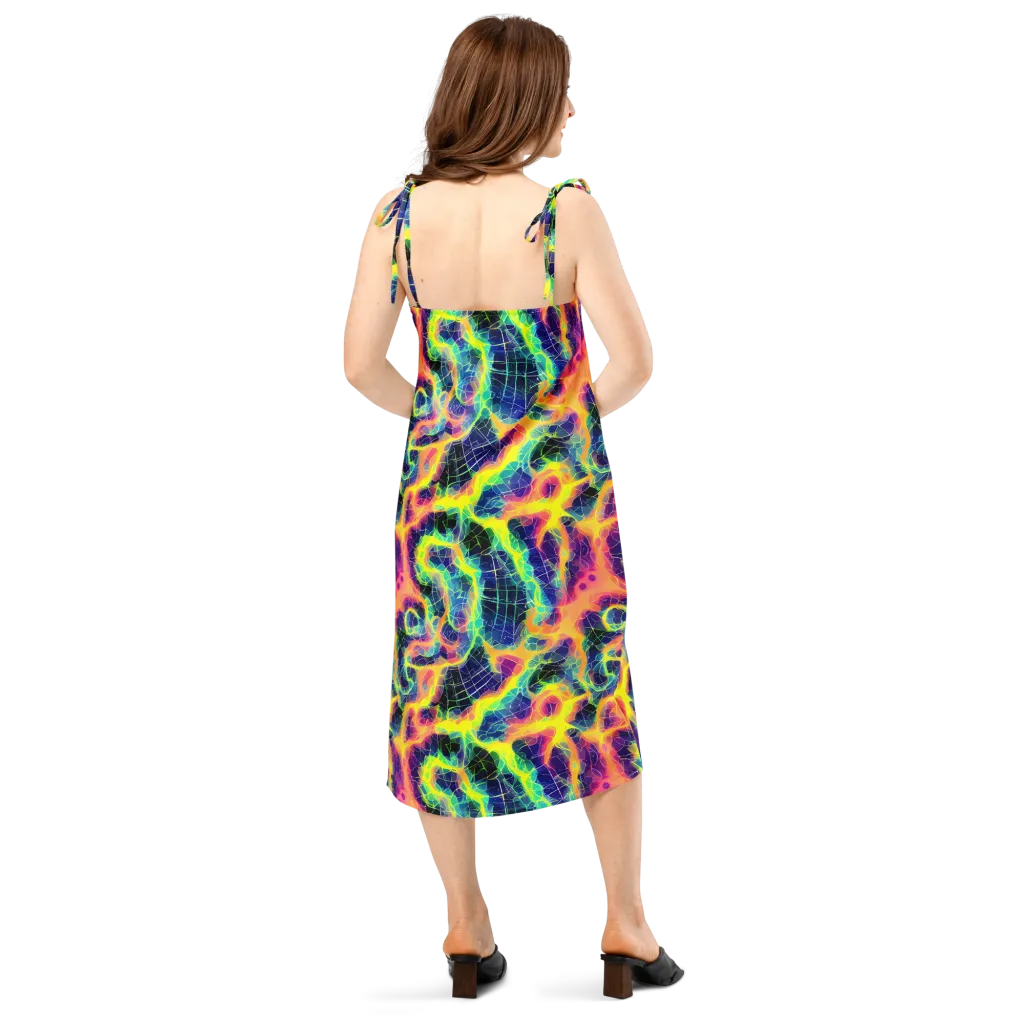 Psychedelic Grid on Slip Dress — Back