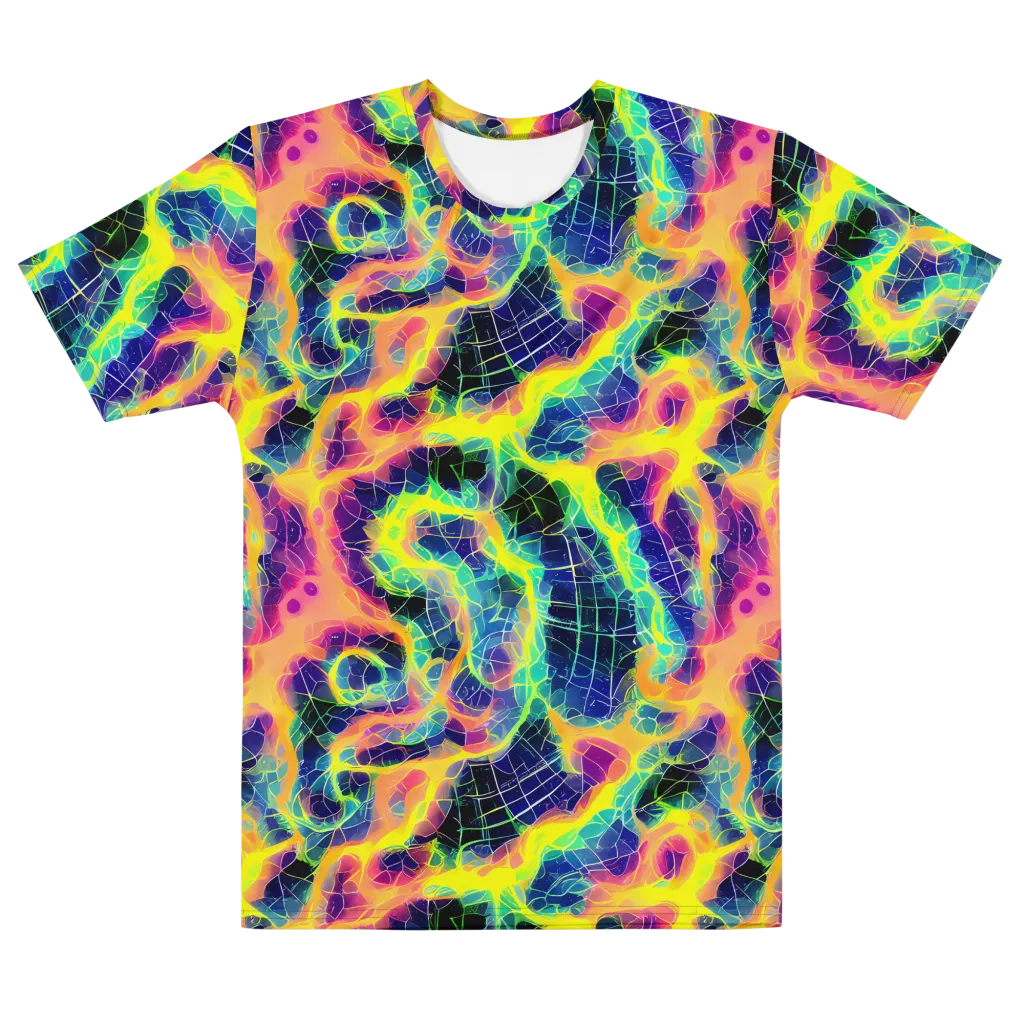 Psychedelic Grid on Men's Cotton Crew Neck T-Shirt — Front