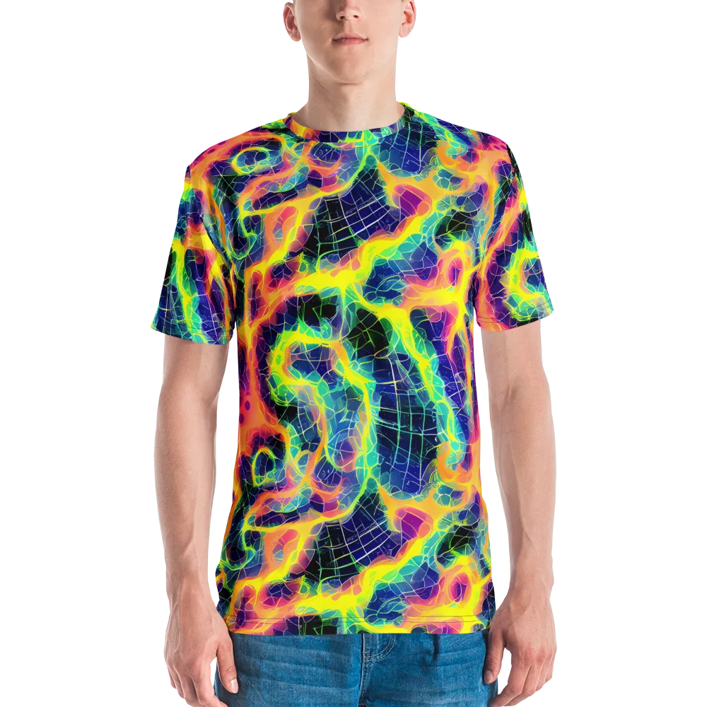Psychedelic Grid on Men's Crew Neck T-Shirt — Front
