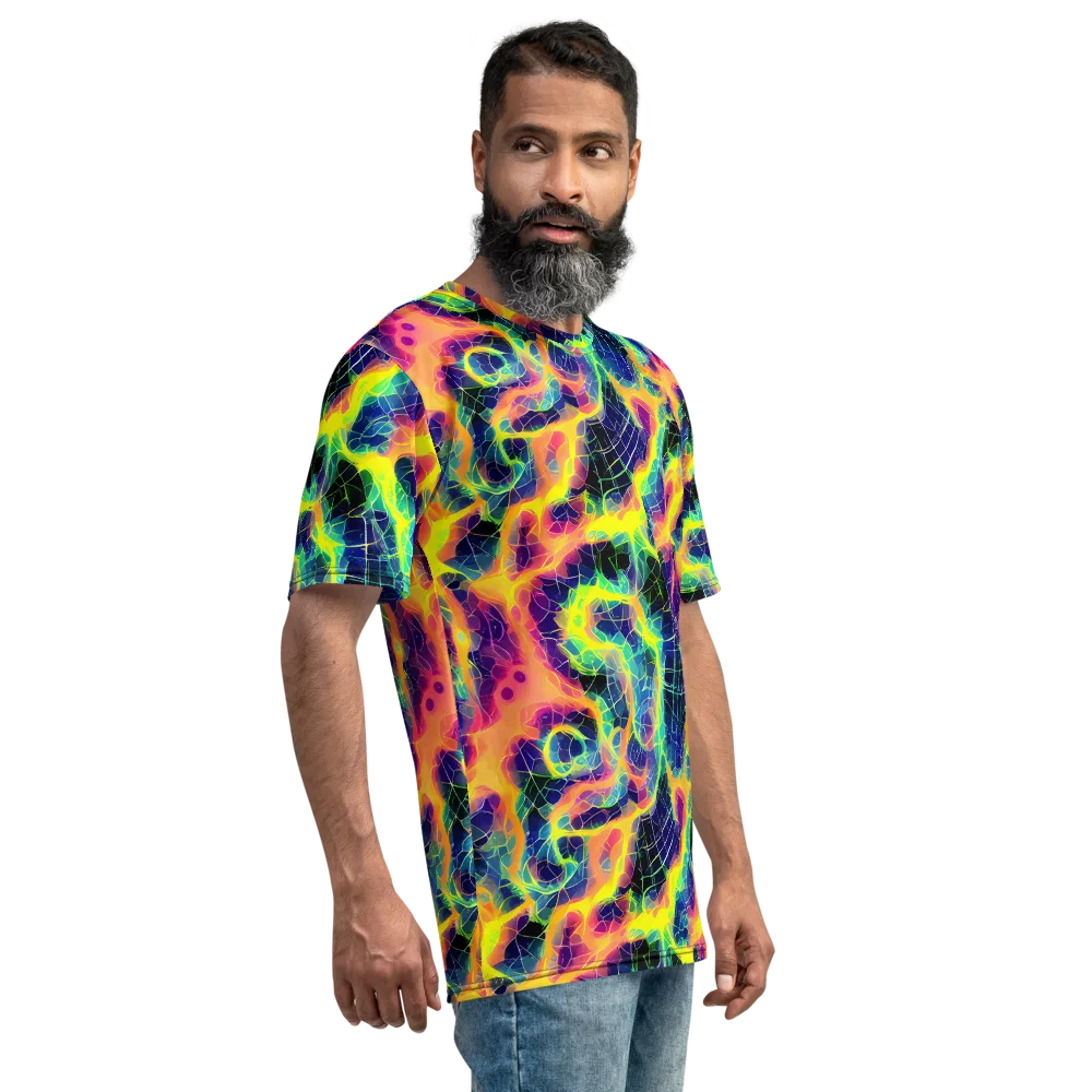 Psychedelic Grid on Men's Crew Neck T-Shirt — Right
