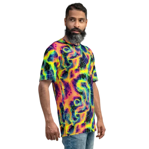 Psychedelic Grid on a Men's Crew Neck T-Shirt