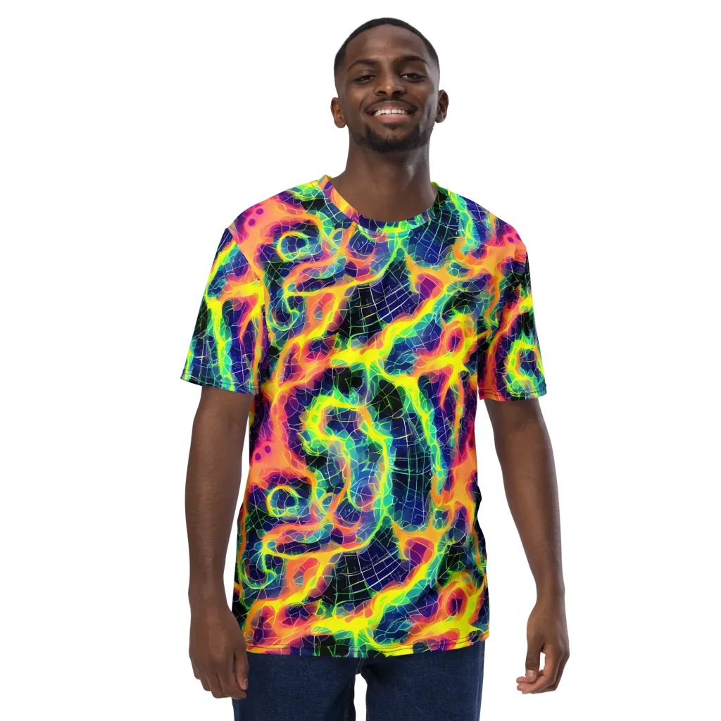 Psychedelic Grid on Men's Crew Neck T-Shirt — Front