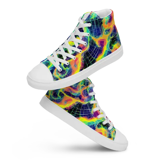 Psychedelic Grid on a Men's High Top Canvas Shoes
