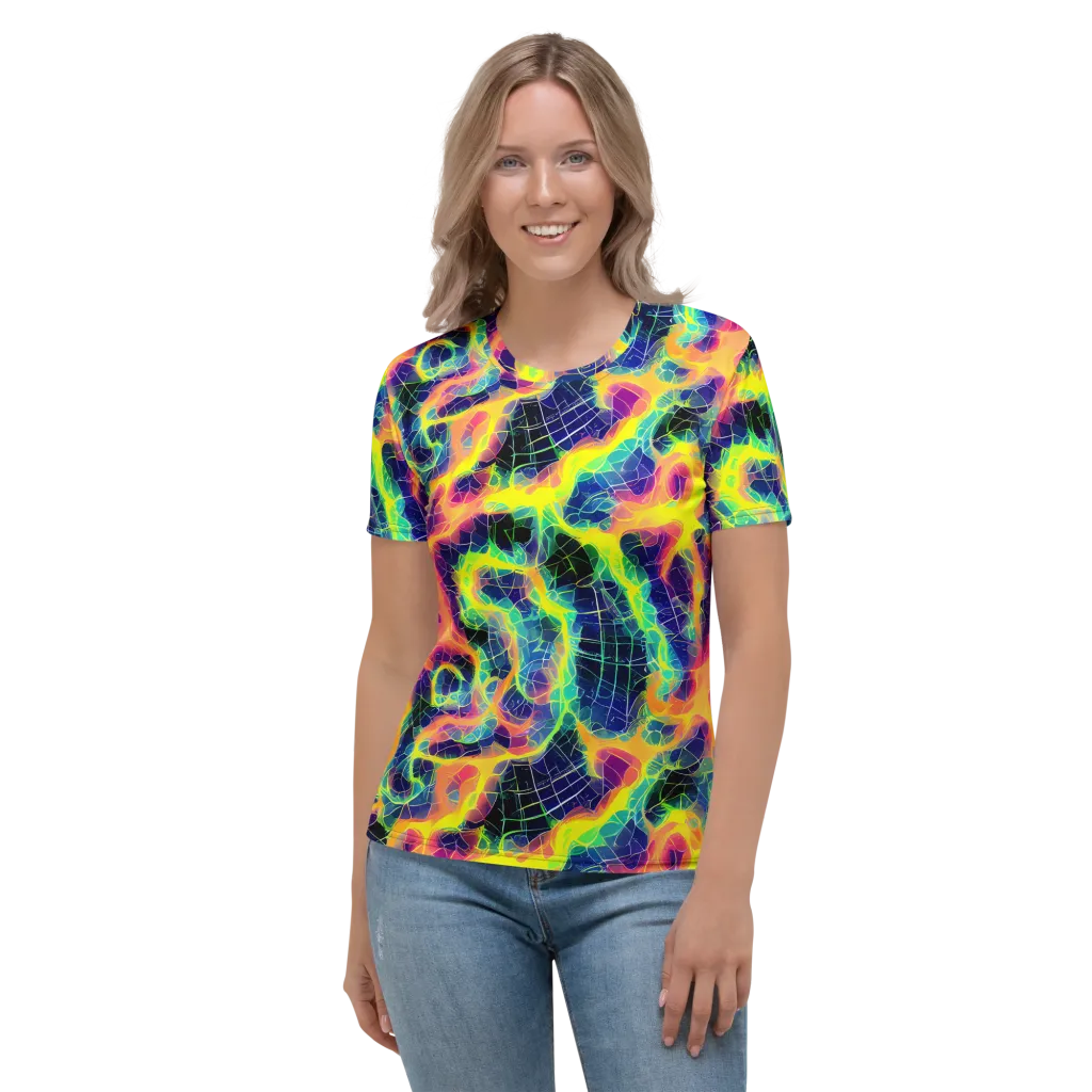 Psychedelic Grid on Women's Crew Neck T-Shirt — Front