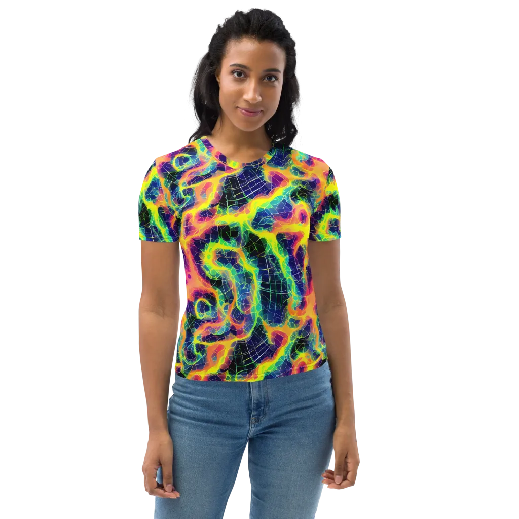Psychedelic Grid on Women's Crew Neck T-Shirt — Front