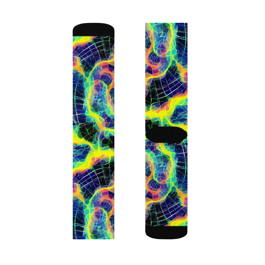 Psychedelic Grid on Socks — Right Sock