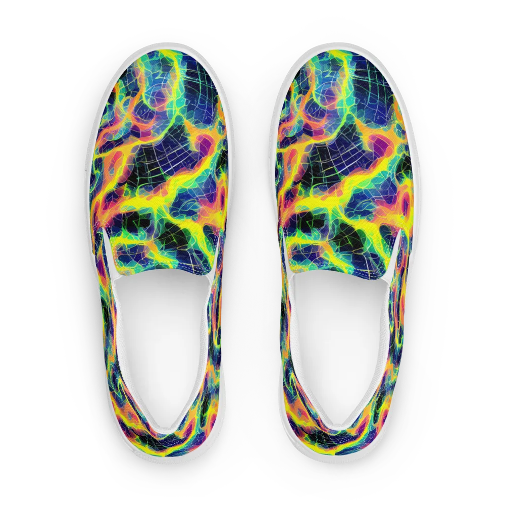 Psychedelic Grid on Women's Slip-On Canvas Shoes — Front