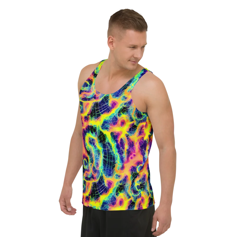 Psychedelic Grid on Men's Tank Top — Left Front