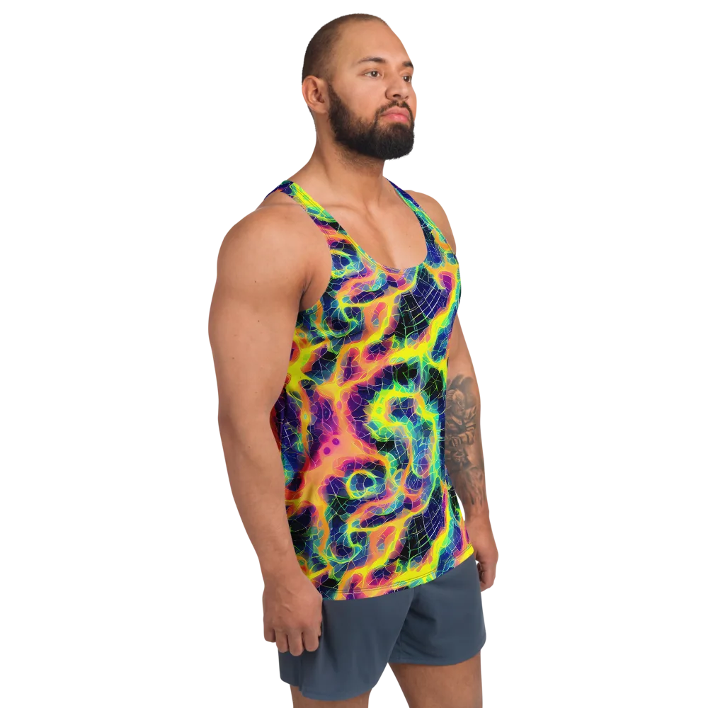 Psychedelic Grid on Men's Tank Top — Right Front