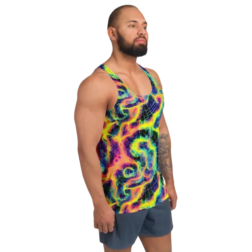Psychedelic Grid on a Men's Tank Top