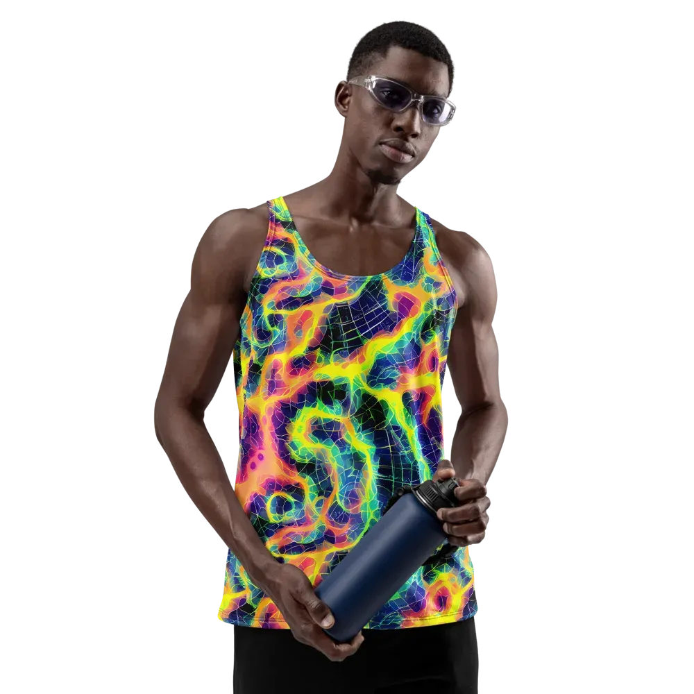 Psychedelic Grid on Men's Tank Top — Front