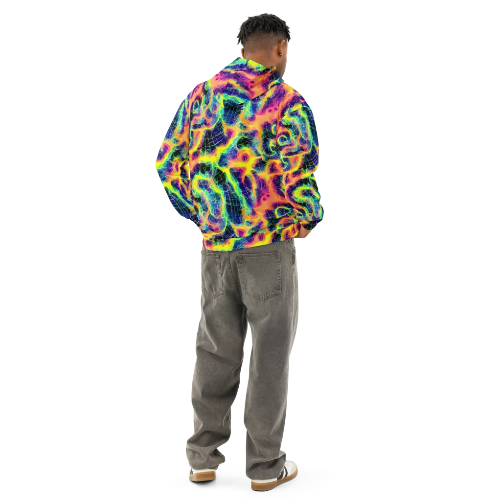 Psychedelic Grid on Cotton Hoodie — Back