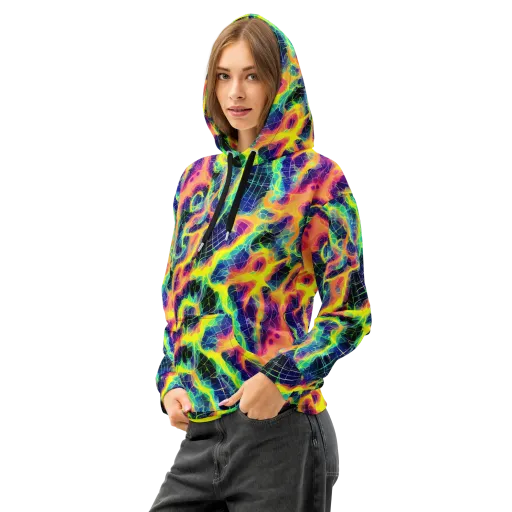 Psychedelic Grid on a Cotton Hoodie