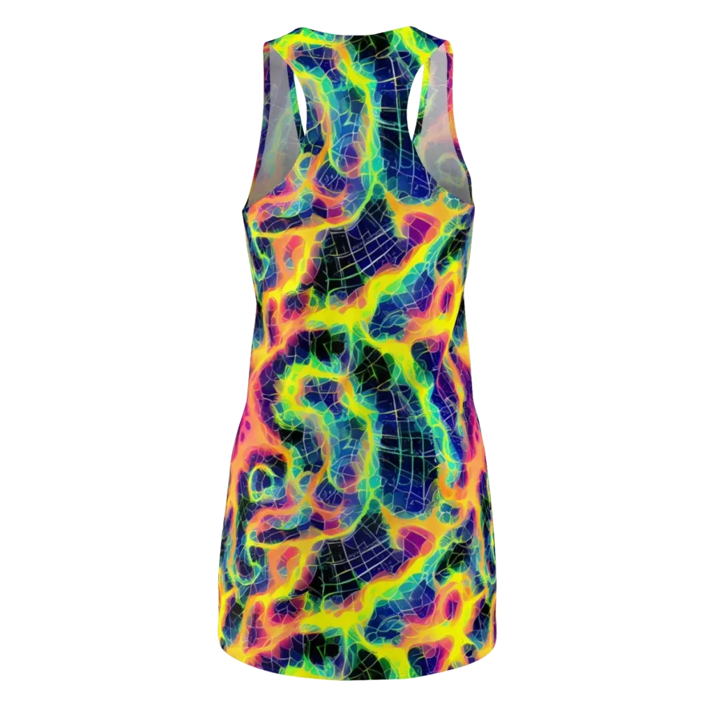 Psychedelic Grid on Racerback Dress — Back