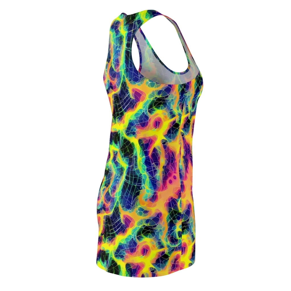 Psychedelic Grid on Racerback Dress — Back Side