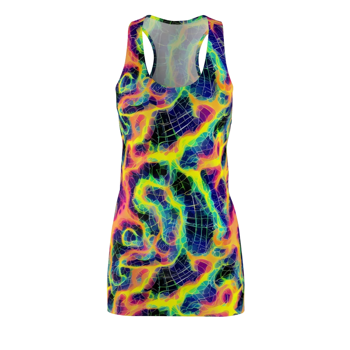 Psychedelic Grid on Racerback Dress — Front