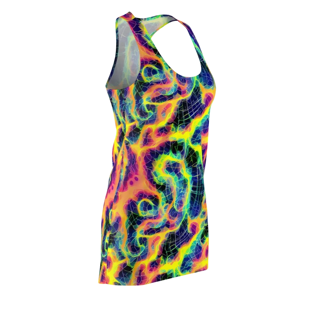 Psychedelic Grid on Racerback Dress — Front Side