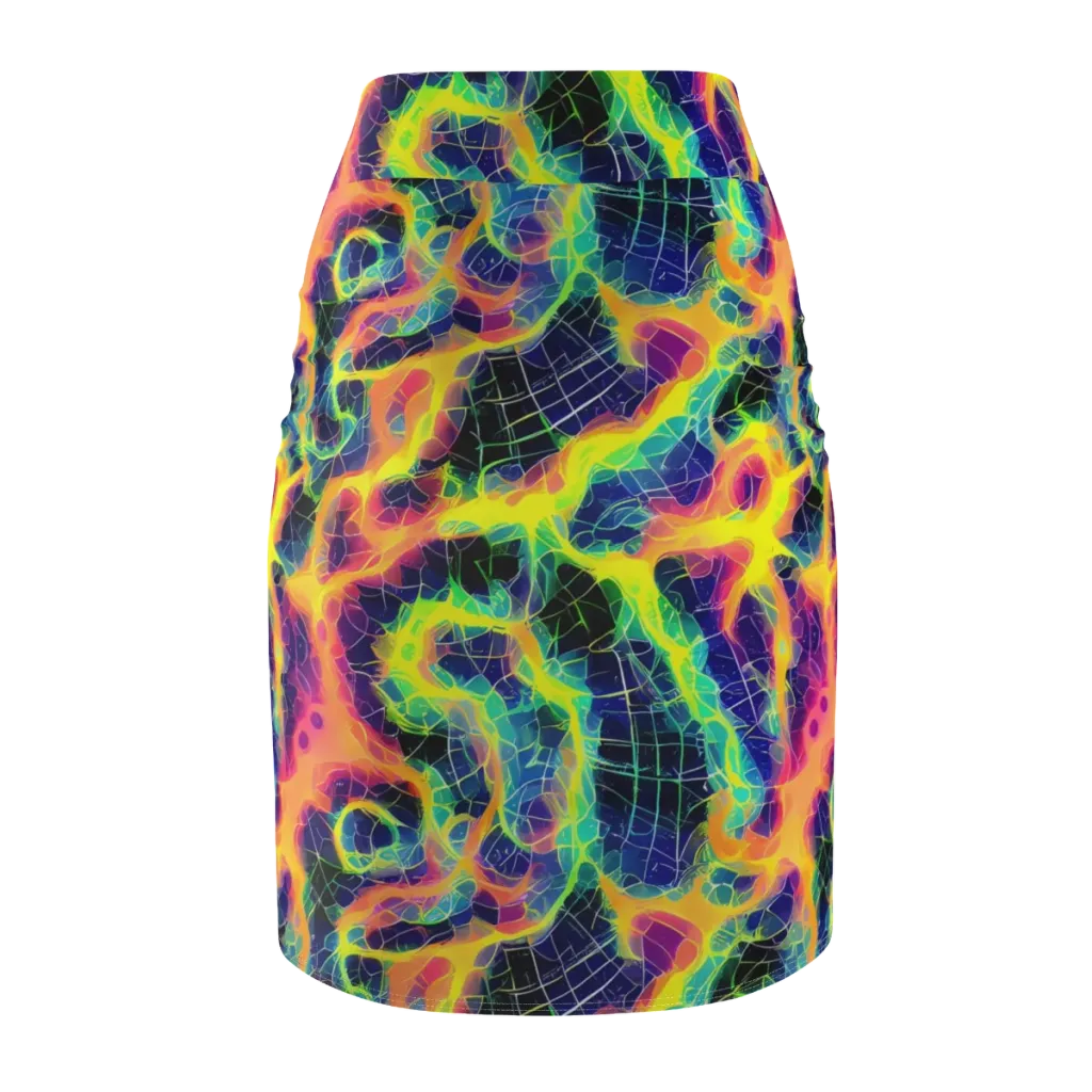 Psychedelic Grid on Pencil Skirt — Back