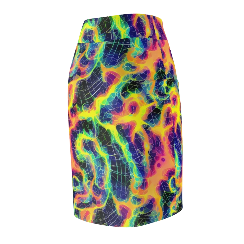 Psychedelic Grid on Pencil Skirt — Back Side