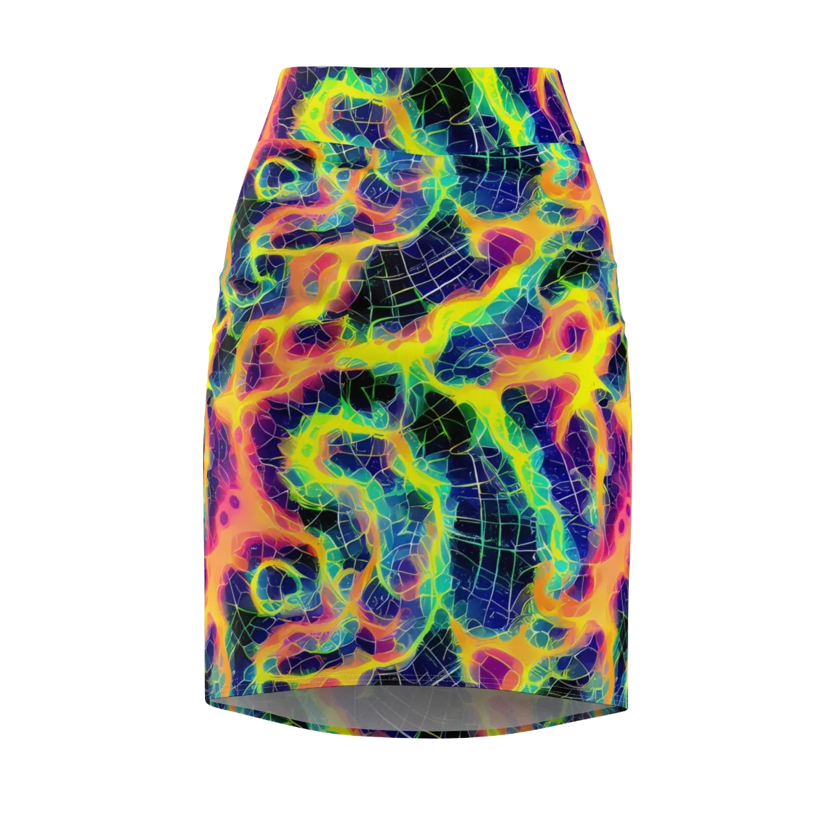 Psychedelic Grid on Pencil Skirt — Front