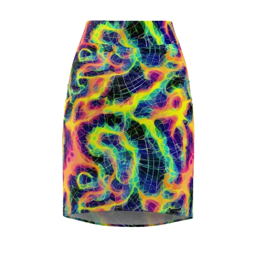 Psychedelic Grid on a Pencil Skirt