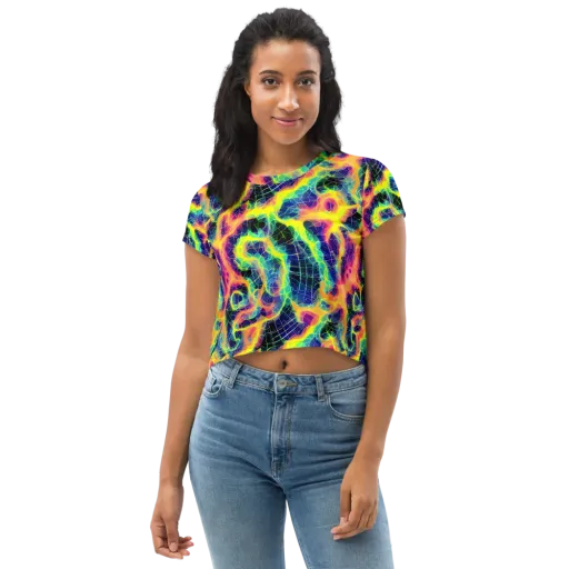 Psychedelic Grid on a Crop Tee
