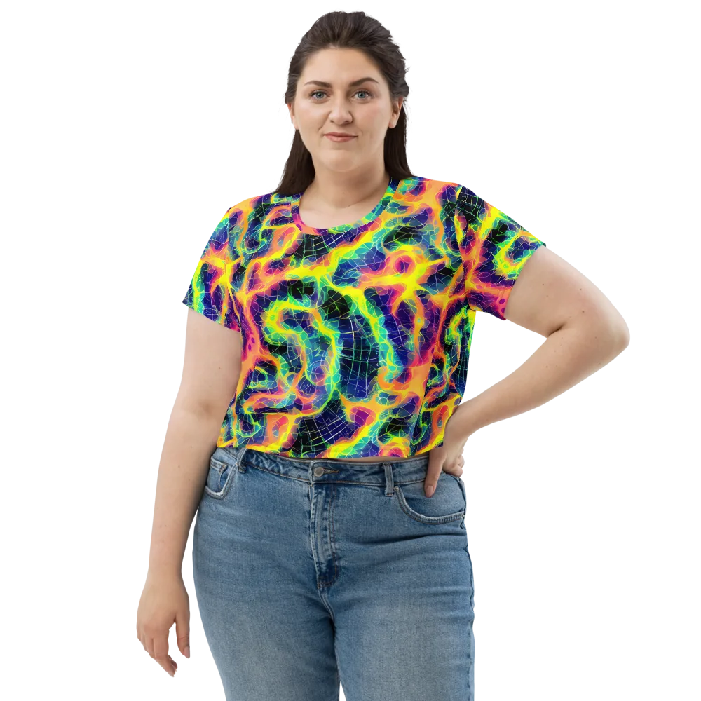 Psychedelic Grid on Crop Tee — Front