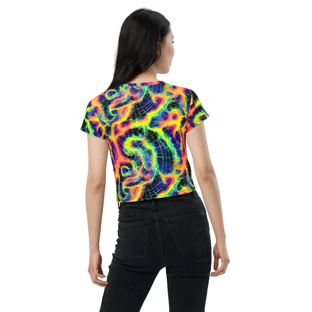 Psychedelic Grid on Crop Tee — Back