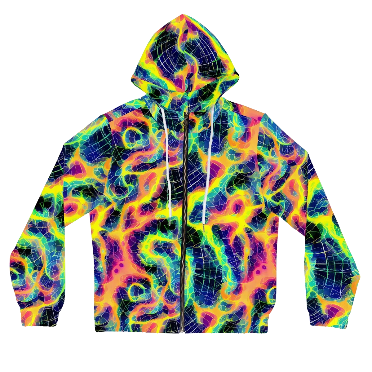 Psychedelic Grid on Women's Full-Zip Hoodie — Front