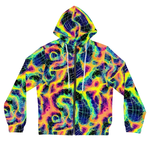 Psychedelic Grid on a Women's Full-Zip Hoodie
