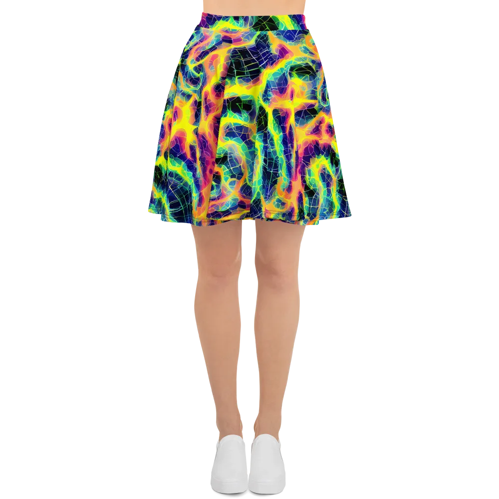 Psychedelic Grid on Skater Skirt — Front
